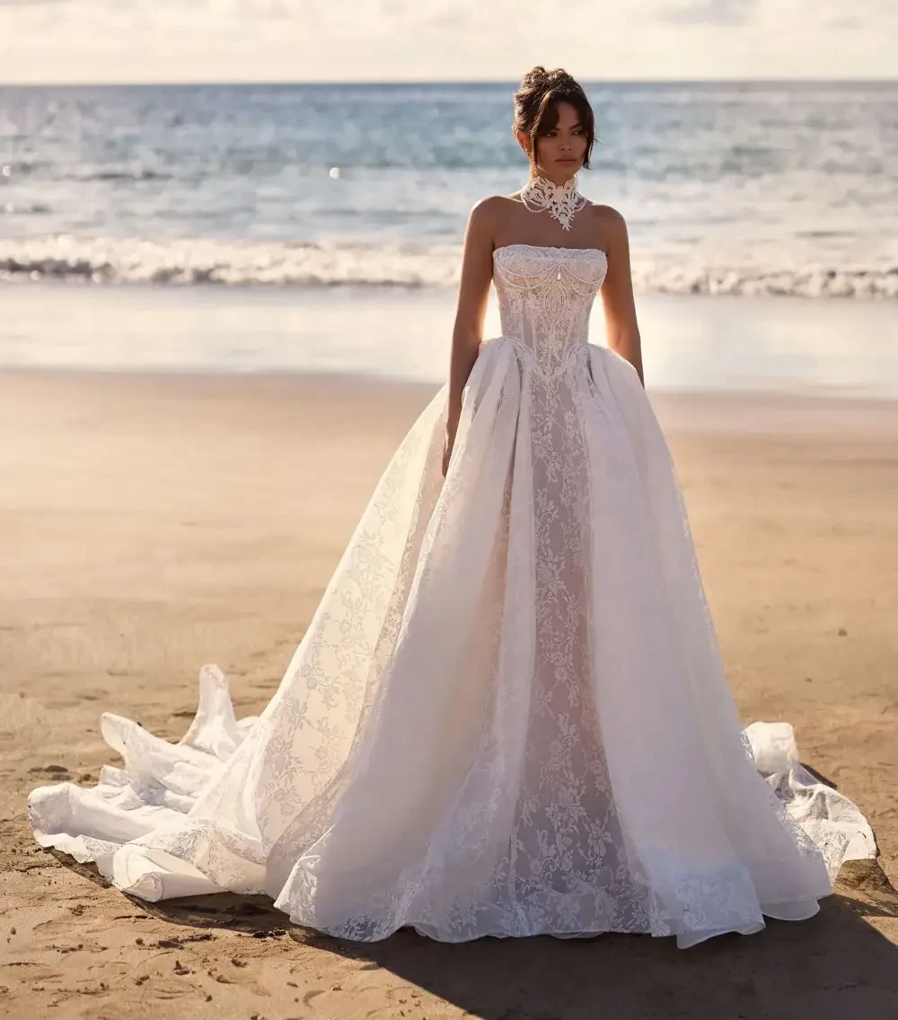 Model in white Milla Nova wedding dress
