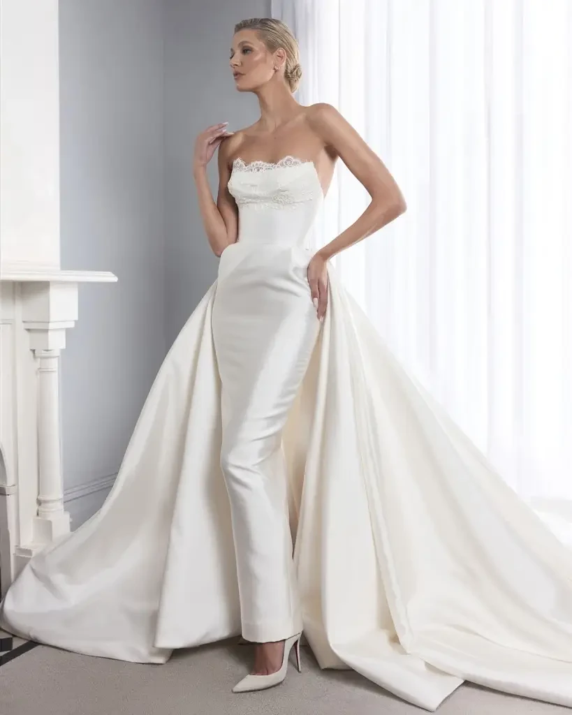 Model wearing Steven Khalil wedding gown