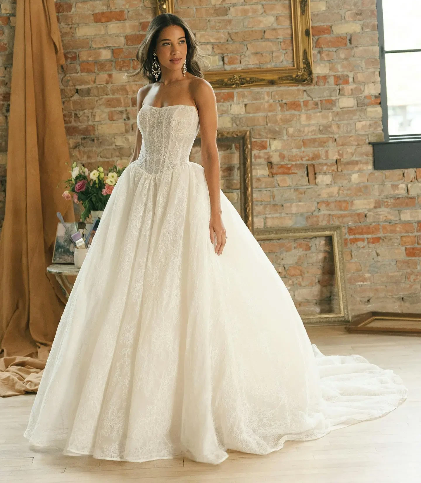 Model wearing Maggie Sottero wedding gown