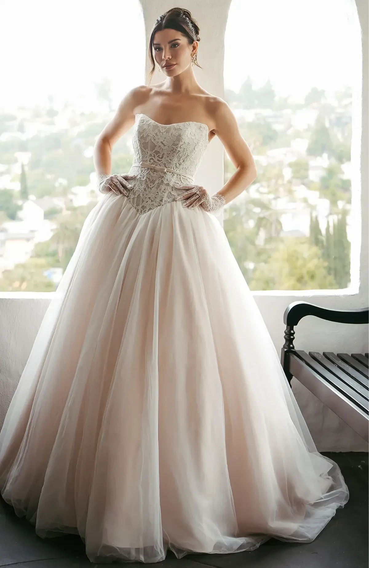 Model wearing Stella York wedding gown