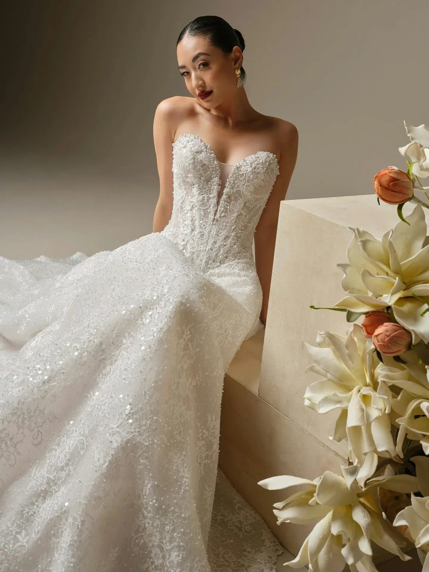 Model wearing Sottero and Midgley wedding gown