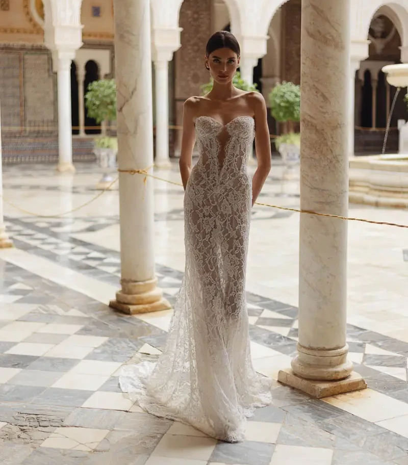 Model wearing Berta wedding gown