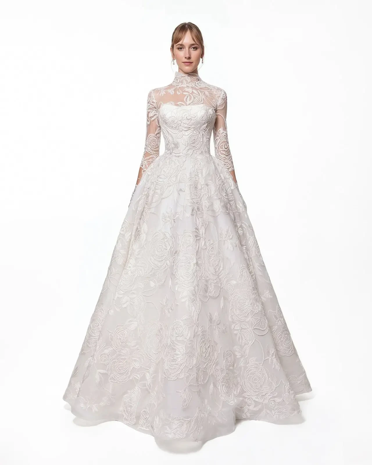 Model wearing Gemy Maalouf wedding gown