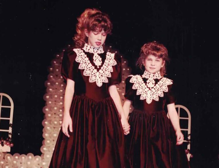 Carrie and Amy at Bridal Boutique's first fashion show in 1990.