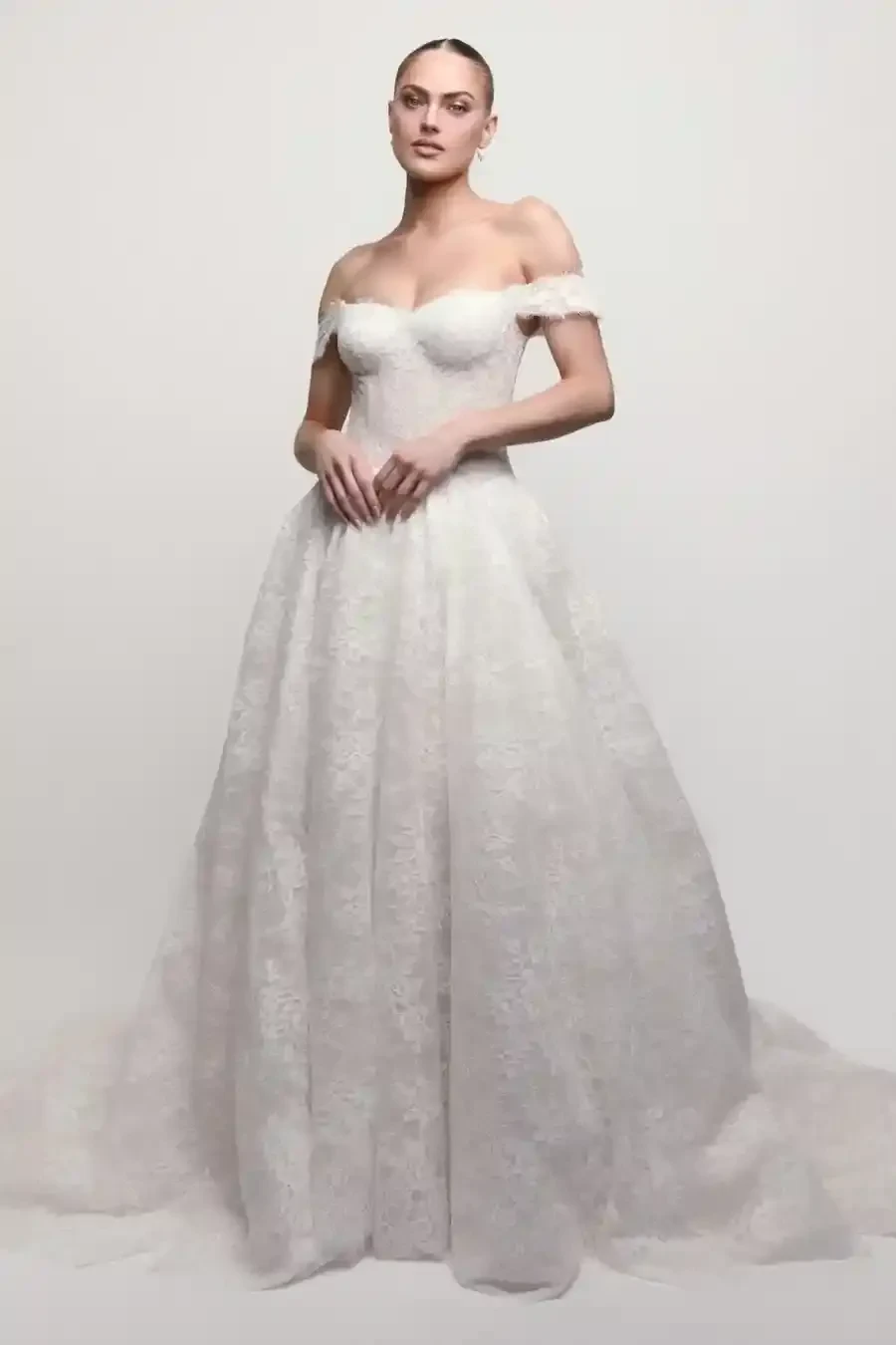 Model wearing Watters wedding gown