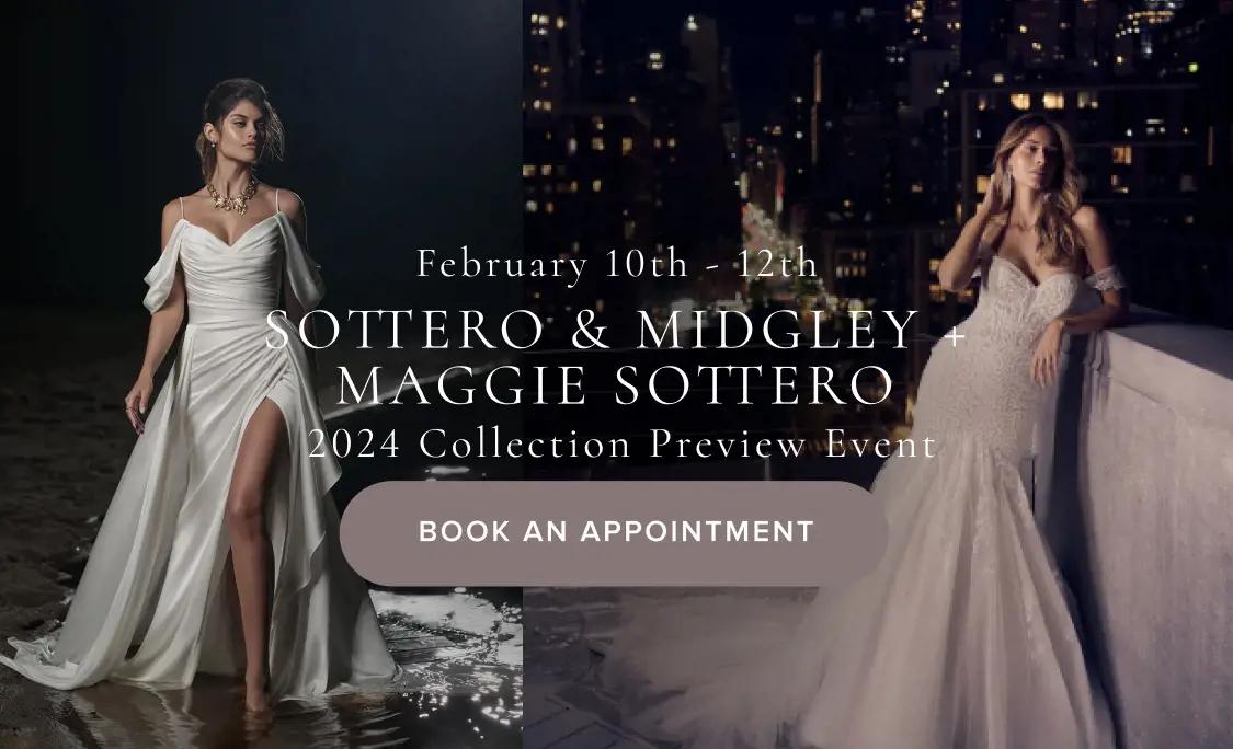 "Sottero & Midgley + Maggie Sottero 2024 Collection Preview Event" banner for mobile